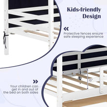 Load image into Gallery viewer, Twin House Bed with Storage Drawers &amp; Dustproof Tent, Solid Wood Montessori Bed Frame with House Roof &amp; Rails for Boys Girls Teens