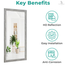 Load image into Gallery viewer, Large Farmhouse Mirror Farmhouse Bathroom Mirror Farmhouse Mirrors for Wall Decor Living Room Rustic Mirrors for Wall Decor Living Room Dressing Room Floor/Wall Mounted - Rustic, Distressed White