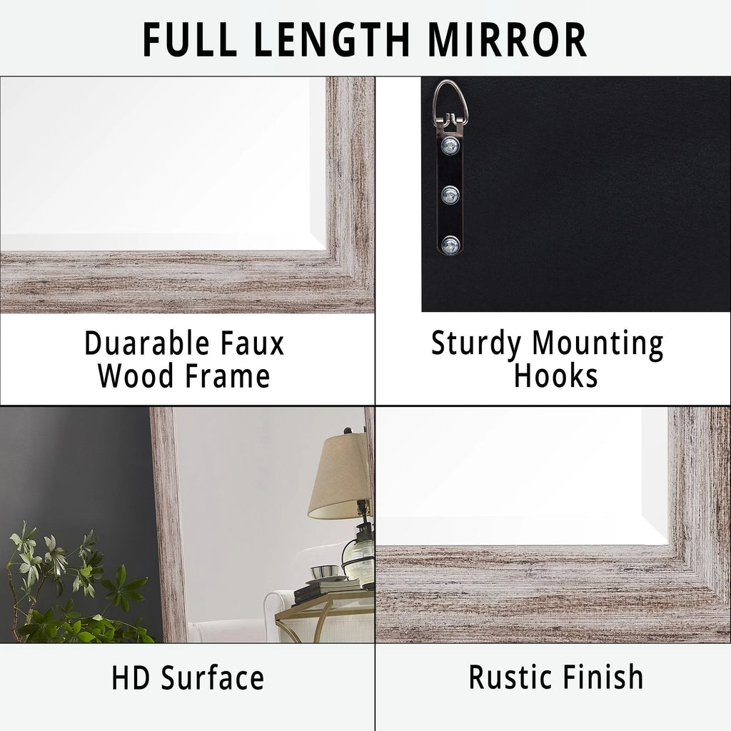 Large Farmhouse Mirror Farmhouse Bathroom Mirror Farmhouse Mirrors for Wall Decor Living Room Rustic Mirrors for Wall Decor Living Room Dressing Room Floor/Wall Mounted - Rustic, Distressed White