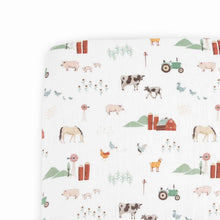 Load image into Gallery viewer, Little Unicorn Cotton Muslin Crib Sheet - Farmyard