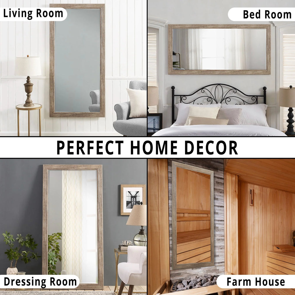 Large Farmhouse Mirror Farmhouse Bathroom Mirror Farmhouse Mirrors for Wall Decor Living Room Rustic Mirrors for Wall Decor Living Room Dressing Room Floor/Wall Mounted - Rustic, Distressed White
