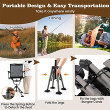 Load image into Gallery viewer, 360° Swivel Hunting Chair with Adjustable Equipment Rest &amp; Armrests, Folding All-Terrain Deer Blind Chair for Outdoor Camping, 330LBS Capacity