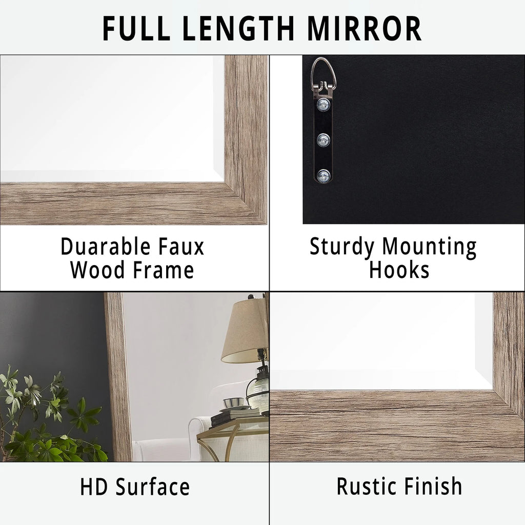 Large Farmhouse Mirror Farmhouse Bathroom Mirror Farmhouse Mirrors for Wall Decor Living Room Rustic Mirrors for Wall Decor Living Room Dressing Room Floor/Wall Mounted - Rustic, Distressed White