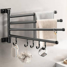Load image into Gallery viewer, EAQ Towel Rack, Swivel Towel Rack Wall mounted?space Saving Towel holder?aviation Aluminium Towel Bar for Bathroom with Hooks