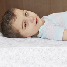 Load image into Gallery viewer, on Me Twinkle 5 88 Coil Crib and Toddler Mattress. Morning Mist Floral. Greenguard Gold Certified
