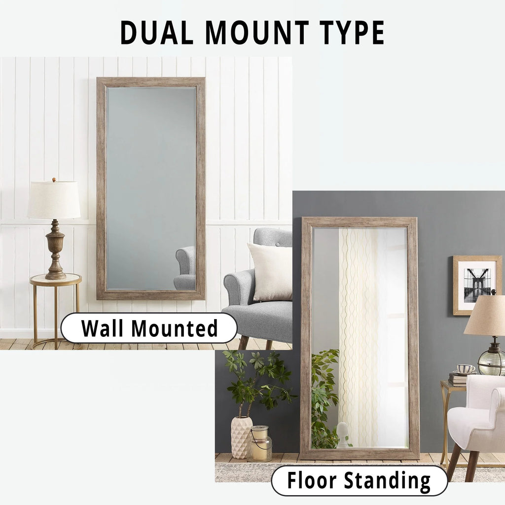 Large Farmhouse Mirror Farmhouse Bathroom Mirror Farmhouse Mirrors for Wall Decor Living Room Rustic Mirrors for Wall Decor Living Room Dressing Room Floor/Wall Mounted - Rustic, Distressed White