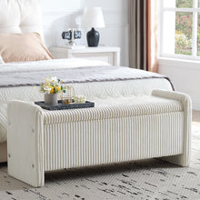 Load image into Gallery viewer, Pinmoco 44" Storage Ottoman Bench, Upholstered Entryway Bench with Storage End of Bed Bench for Bedroom&amp; Living Room, Corduroy Gray