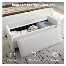 Load image into Gallery viewer, Pinmoco 44" Storage Ottoman Bench, Upholstered Entryway Bench with Storage End of Bed Bench for Bedroom&amp; Living Room, Corduroy Gray