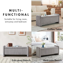 Load image into Gallery viewer, Pinmoco 44" Storage Ottoman Bench, Upholstered Entryway Bench with Storage End of Bed Bench for Bedroom&amp; Living Room, Corduroy Gray