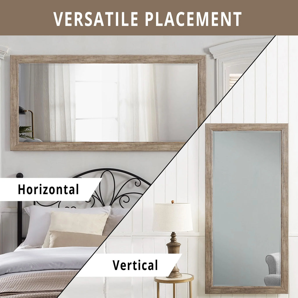 Large Farmhouse Mirror Farmhouse Bathroom Mirror Farmhouse Mirrors for Wall Decor Living Room Rustic Mirrors for Wall Decor Living Room Dressing Room Floor/Wall Mounted - Rustic, Distressed White