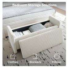 Load image into Gallery viewer, Pinmoco 44" Storage Ottoman Bench, Upholstered Entryway Bench with Storage End of Bed Bench for Bedroom&amp; Living Room, Corduroy Gray