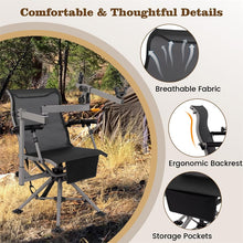 Load image into Gallery viewer, 360° Swivel Hunting Chair with Adjustable Equipment Rest &amp; Armrests, Folding All-Terrain Deer Blind Chair for Outdoor Camping, 330LBS Capacity