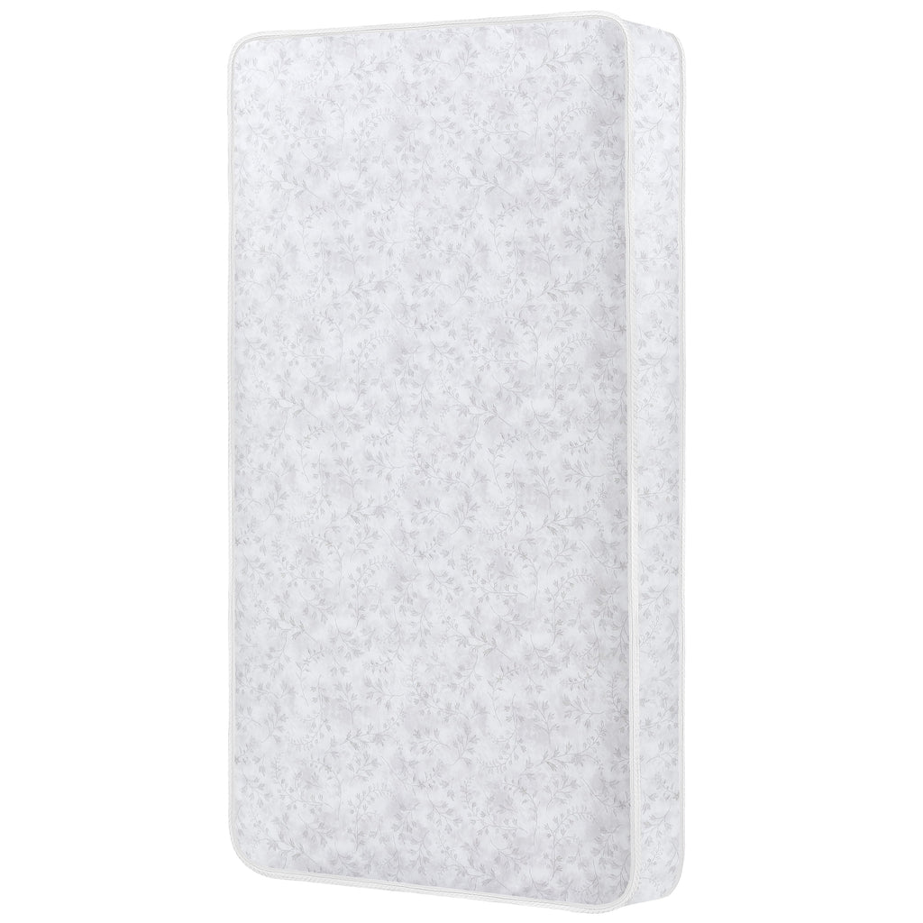 on Me Twinkle 5 88 Coil Crib and Toddler Mattress. Morning Mist Floral. Greenguard Gold Certified