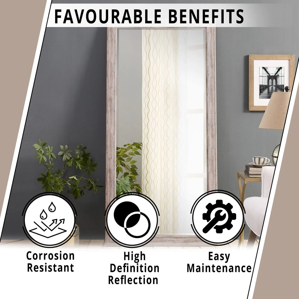 Large Farmhouse Mirror Farmhouse Bathroom Mirror Farmhouse Mirrors for Wall Decor Living Room Rustic Mirrors for Wall Decor Living Room Dressing Room Floor/Wall Mounted - Rustic, Distressed White