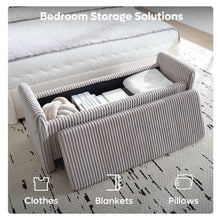 Load image into Gallery viewer, Pinmoco 44" Storage Ottoman Bench, Upholstered Entryway Bench with Storage End of Bed Bench for Bedroom&amp; Living Room, Corduroy Gray